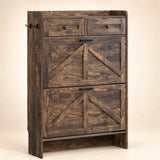 Newport 2-door shoe cabinet, closed front view, Rustic Brown