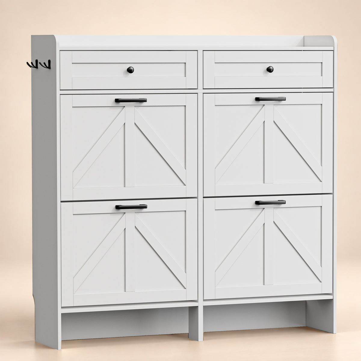 Newport Collection 4-Door Shoe Cabinet | Anymaple - White