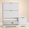 Linea Shoe Cabinet with 3 Flip Drawers & Bench