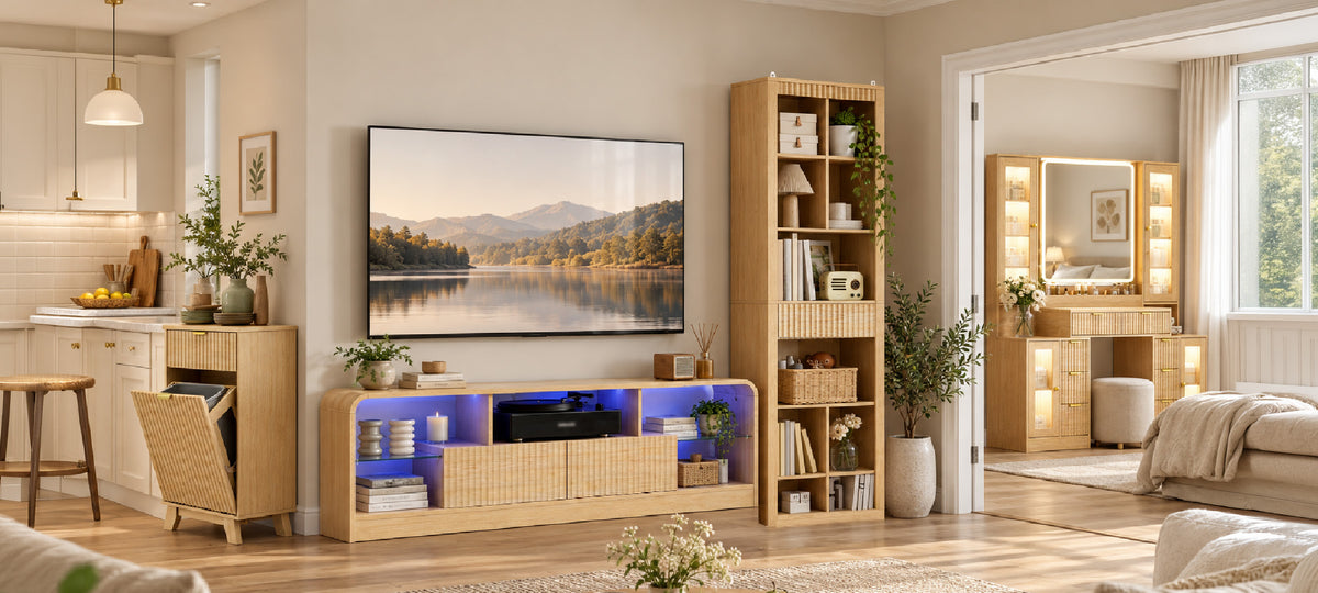 Narrow shoe cabinet with flip drawers in a modern entryway