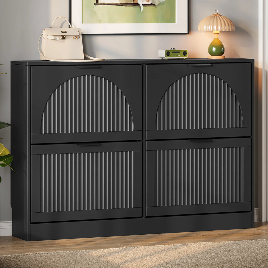 Anymaple HLG291 black 4-door shoe cabinet - product view 1