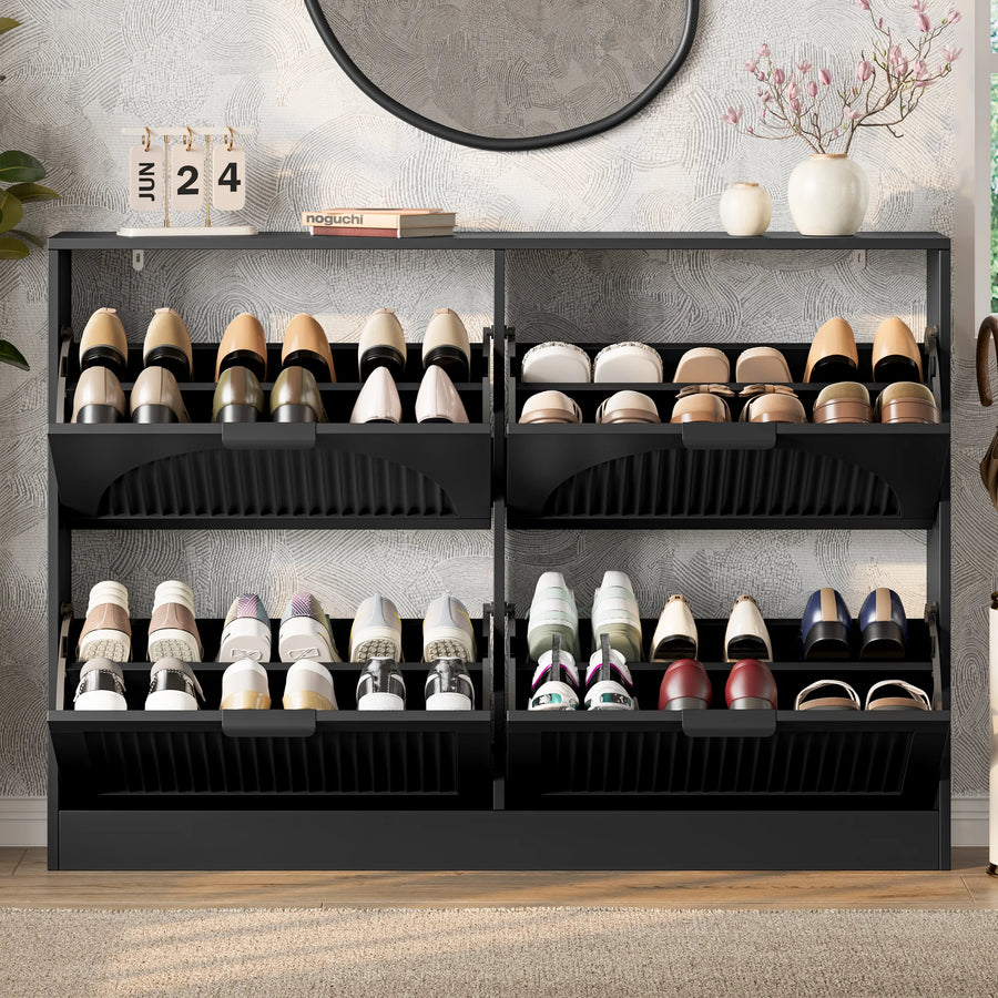 Anymaple HLG291 black 4-door shoe cabinet - product view 2