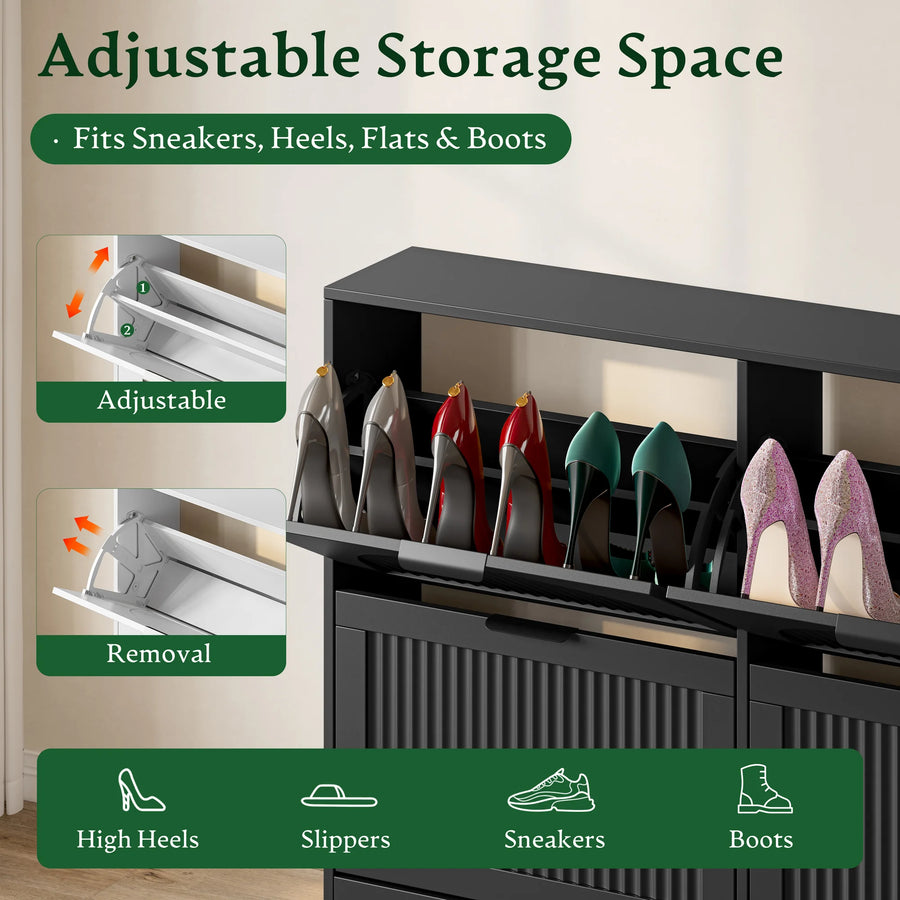 Anymaple HLG291 black 4-door shoe cabinet - product view 4