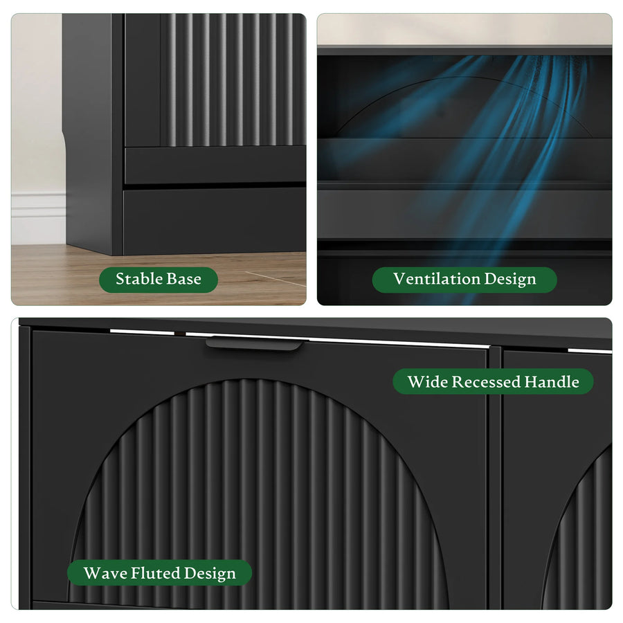 Anymaple HLG291 black 4-door shoe cabinet - product view 5