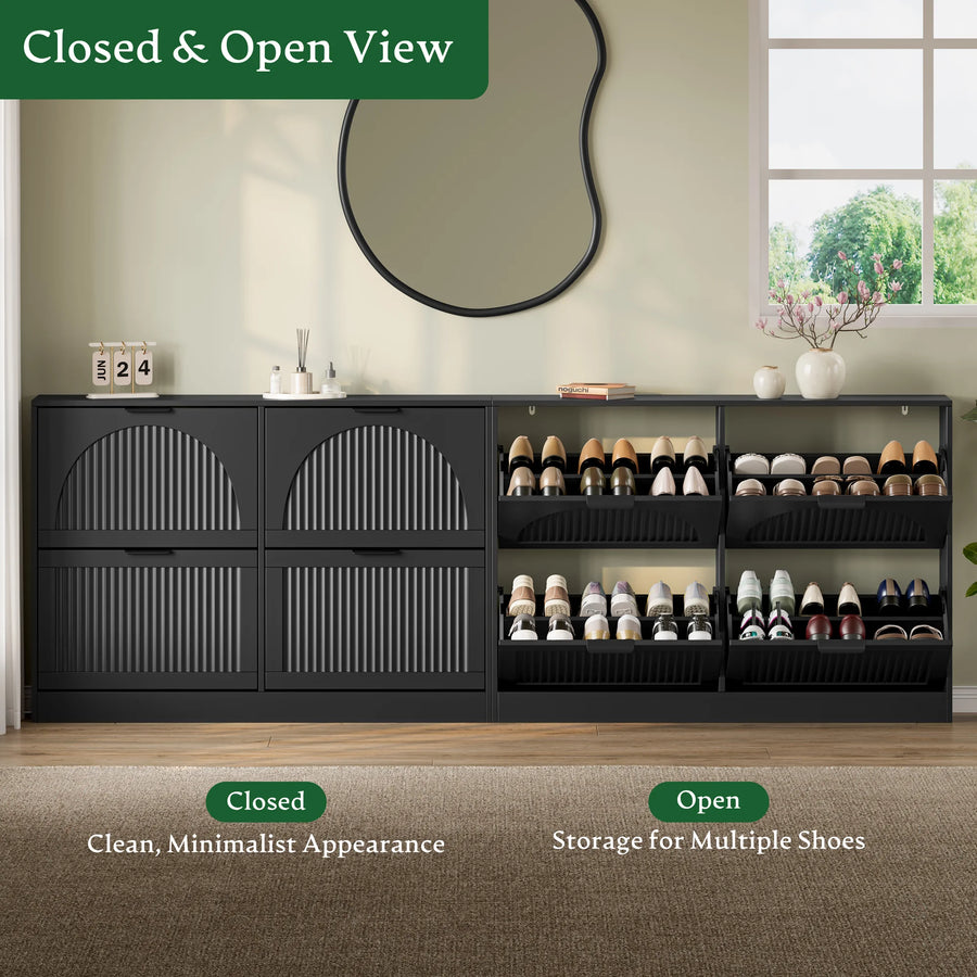 Anymaple HLG291 black 4-door shoe cabinet - product view 7