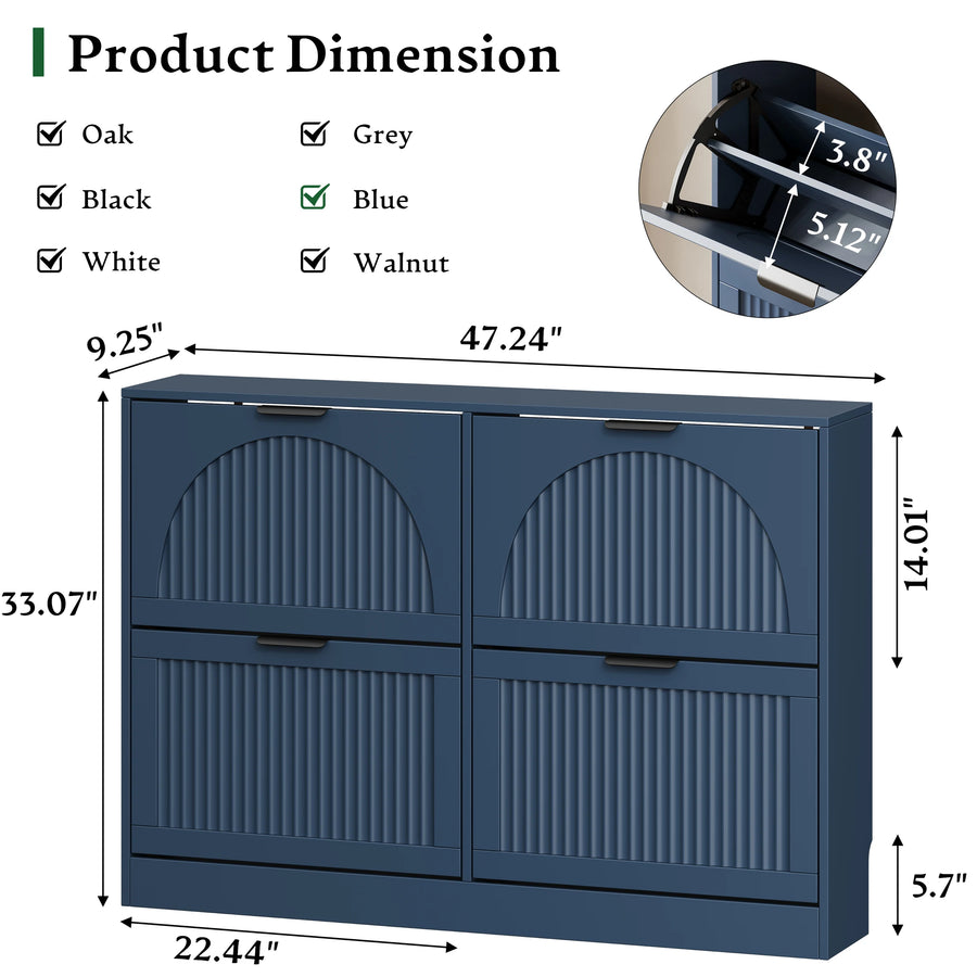 Anymaple HLG291 blue 4-door shoe cabinet - dimensions