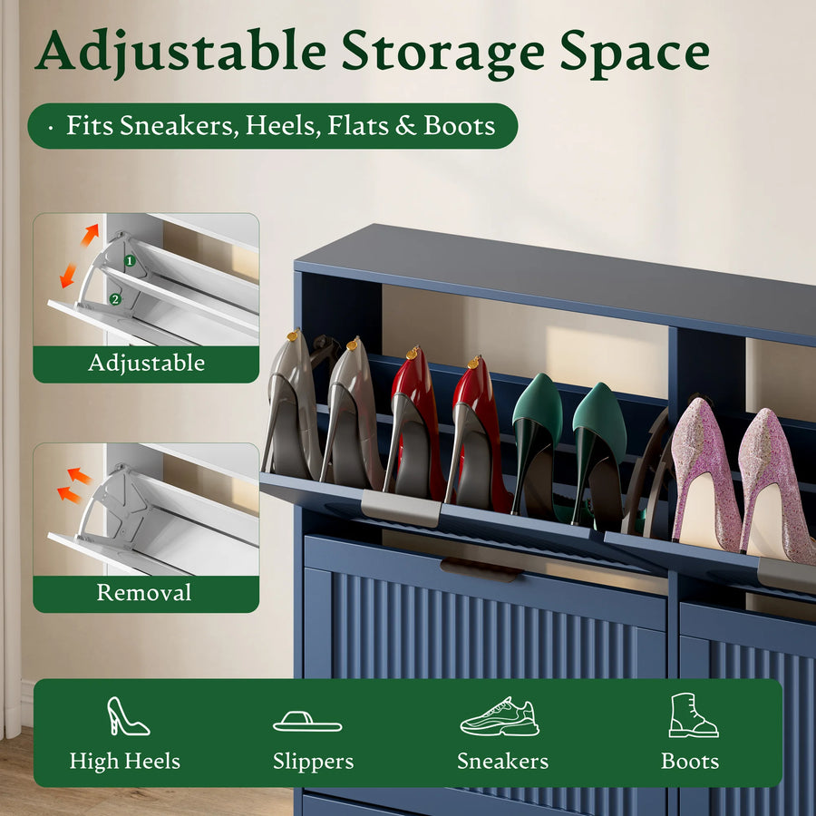 Anymaple HLG291 blue 4-door shoe cabinet - product view 4