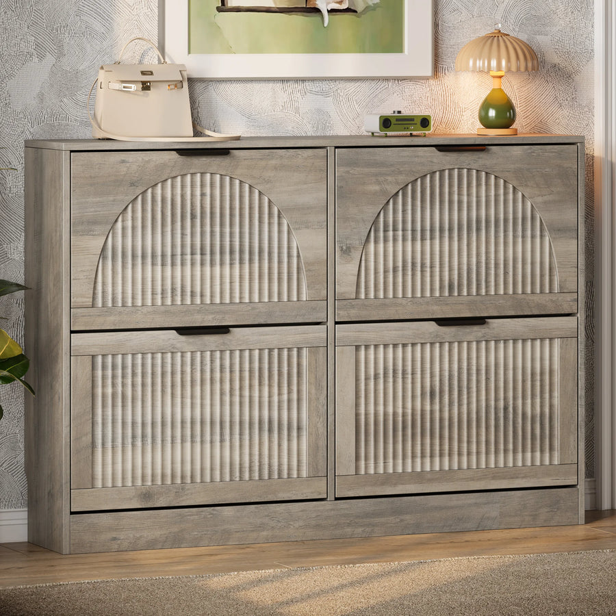Anymaple HLG291 gray 4-door shoe cabinet - product view 1