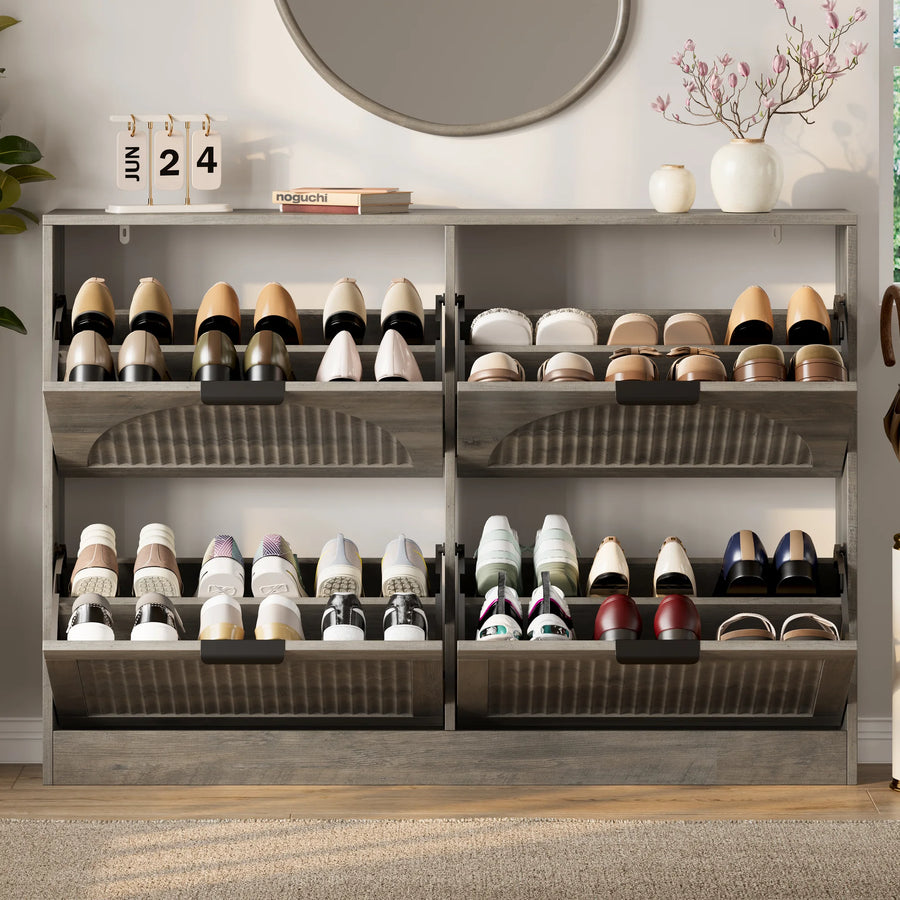 Anymaple HLG291 gray 4-door shoe cabinet - product view 2