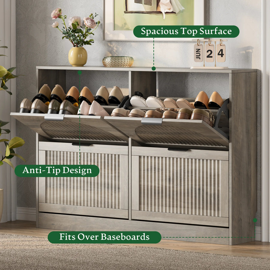 Anymaple HLG291 gray 4-door shoe cabinet - product view 6