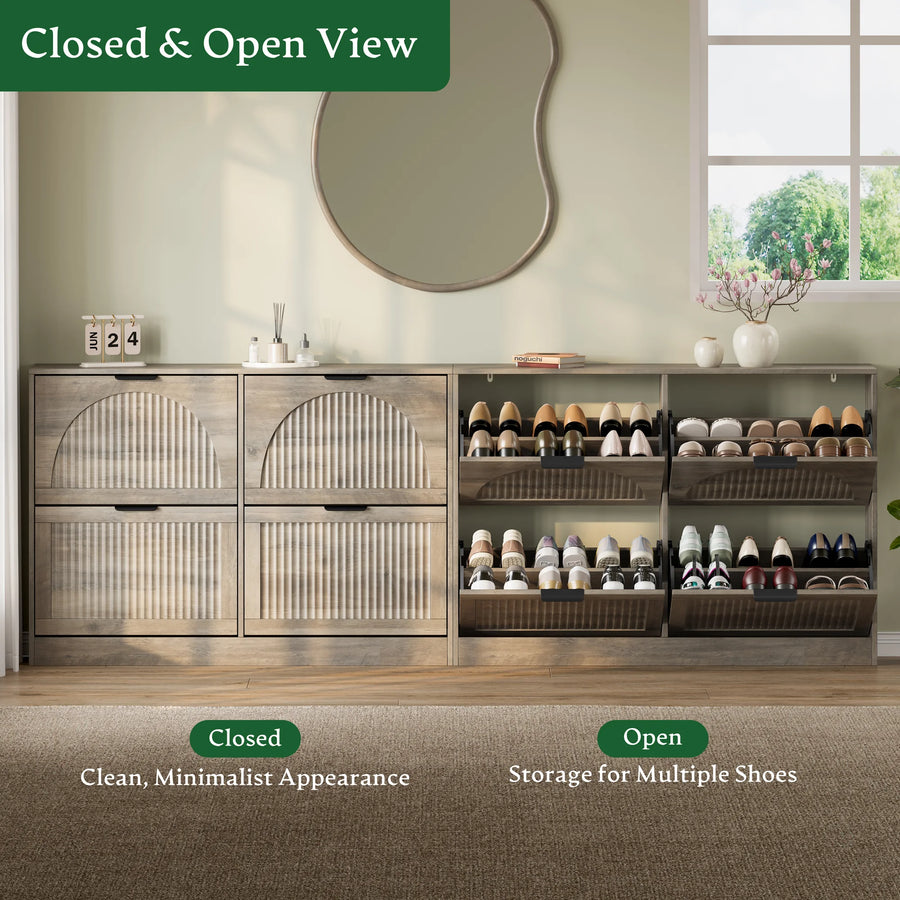 Anymaple HLG291 gray 4-door shoe cabinet - product view 7