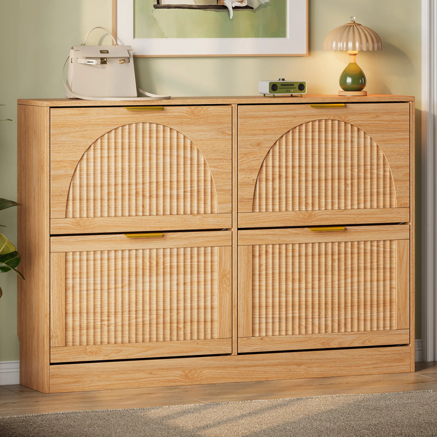 Anymaple HLG291 oak 4-door shoe cabinet - product view 1