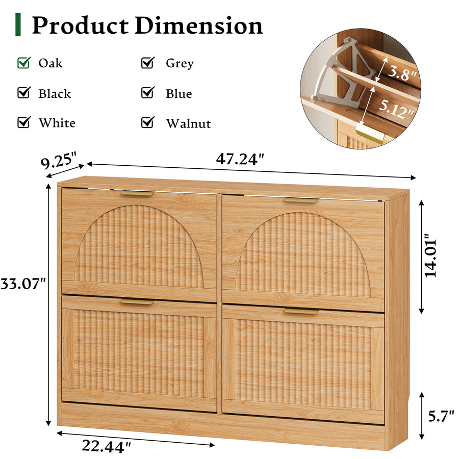 Anymaple HLG291 oak 4-door shoe cabinet - dimensions