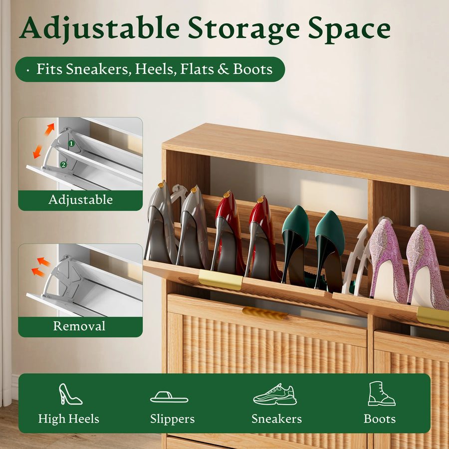 Anymaple HLG291 oak 4-door shoe cabinet - product view 4