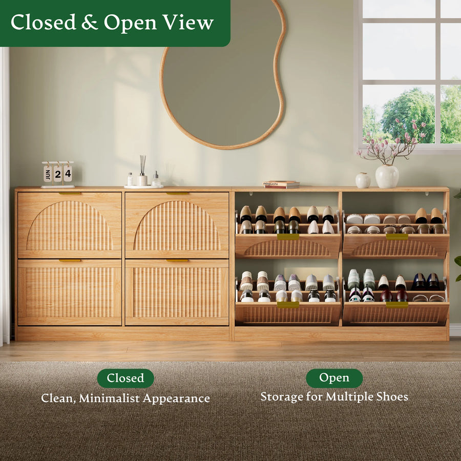 Anymaple HLG291 oak 4-door shoe cabinet - product view 7