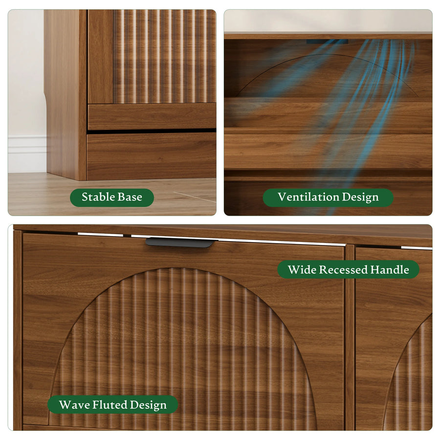 Anymaple HLG291 walnut 4-door shoe cabinet - product view 5