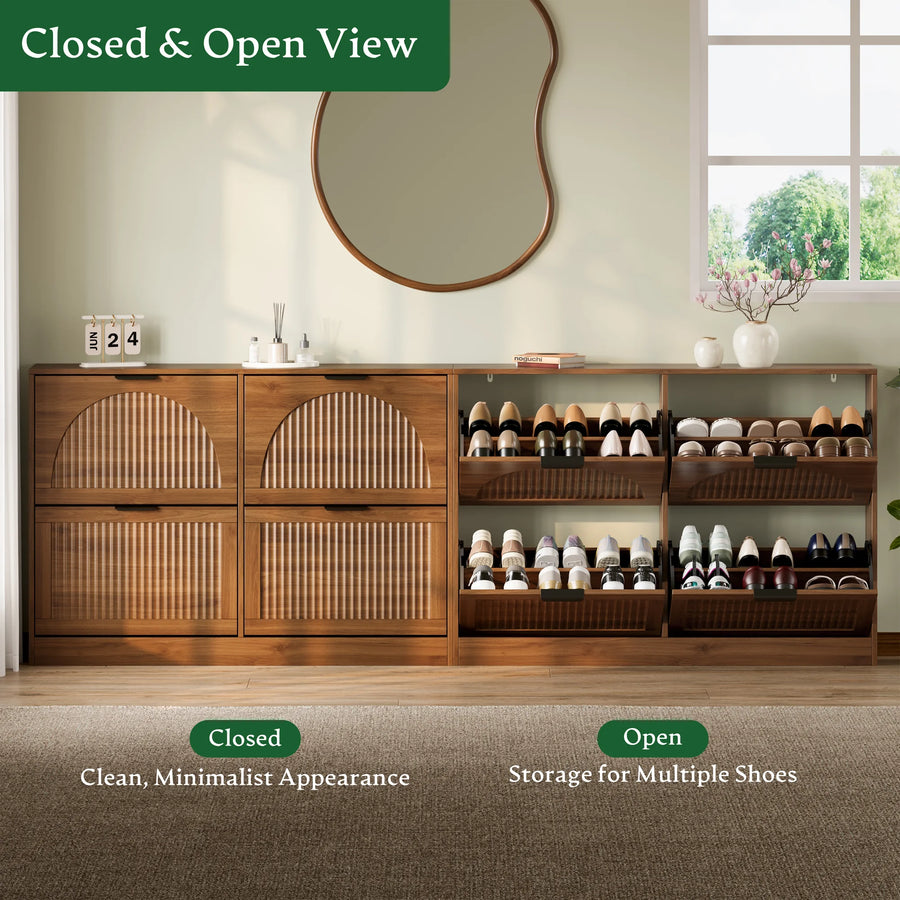 Anymaple HLG291 walnut 4-door shoe cabinet - product view 7