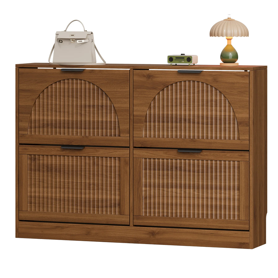 Anymaple HLG291 walnut 4-door shoe cabinet - product view 8
