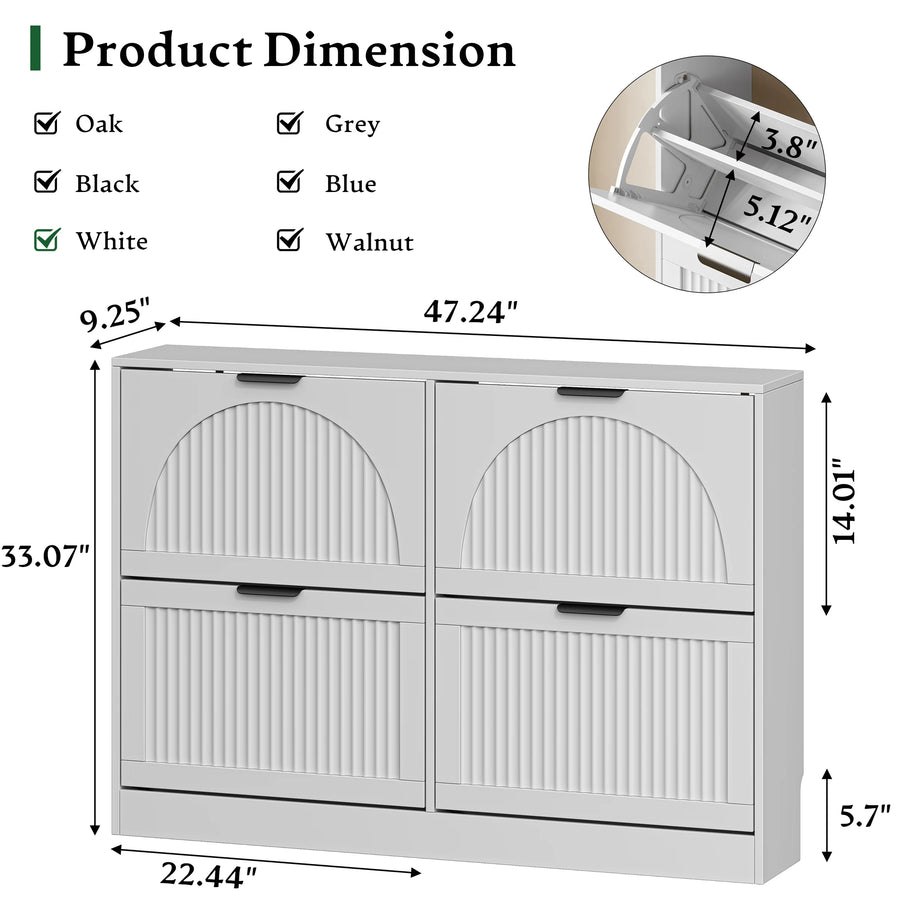 Anymaple HLG291 white 4-door shoe cabinet - dimensions