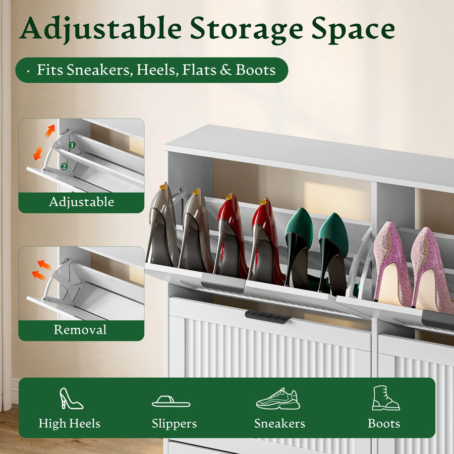 Anymaple HLG291 white 4-door shoe cabinet - product view 4