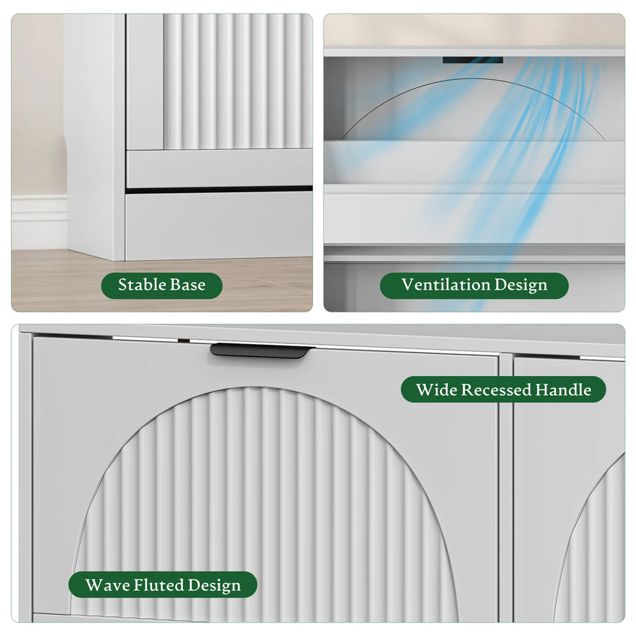 Anymaple HLG291 white 4-door shoe cabinet - product view 5