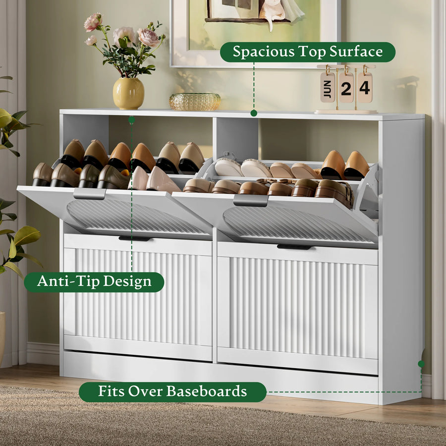 Anymaple HLG291 white 4-door shoe cabinet - product view 6