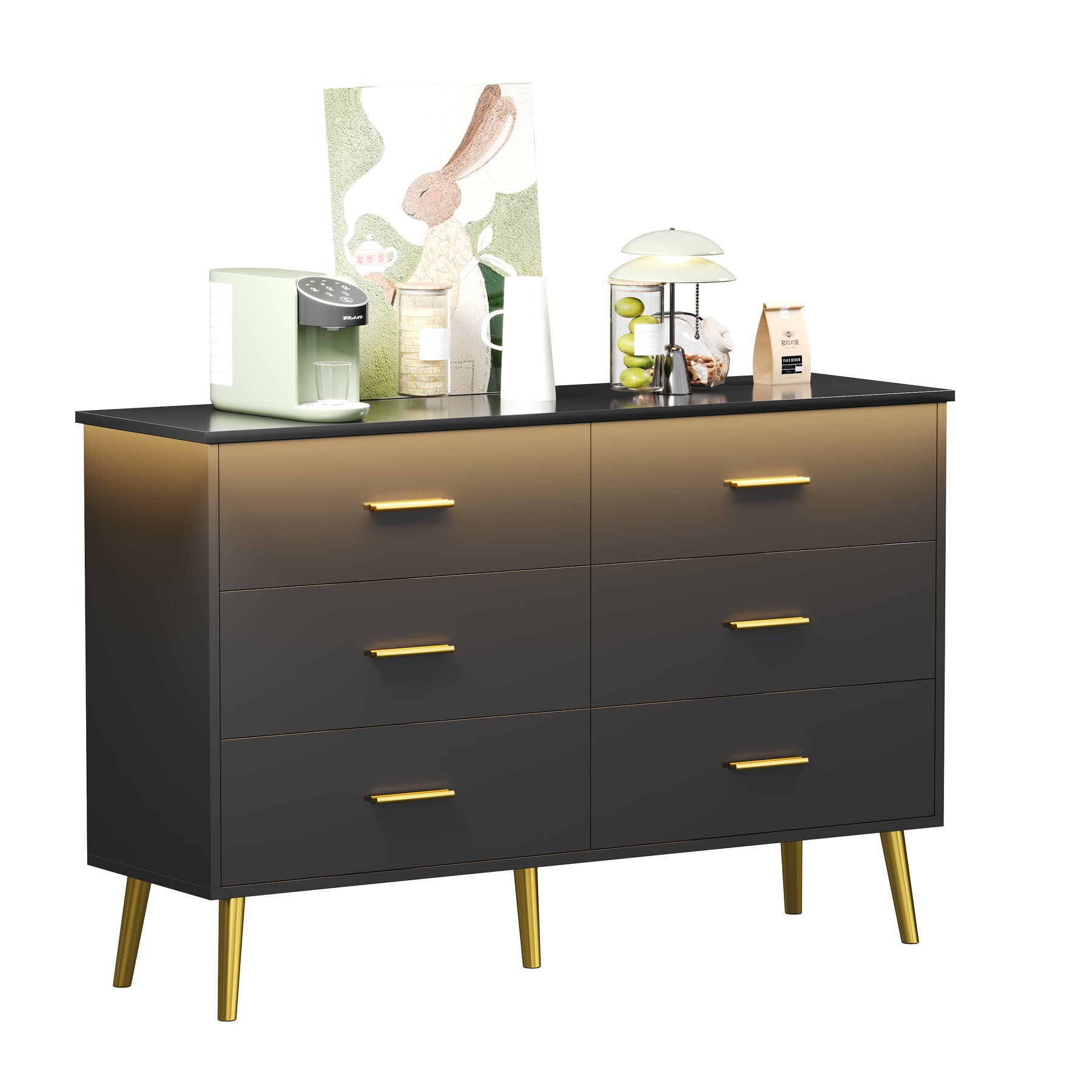 Anymple 6-Dresser with LED Lights, Modern Large Capacity Storage Cabinet, Living Room, Hallway