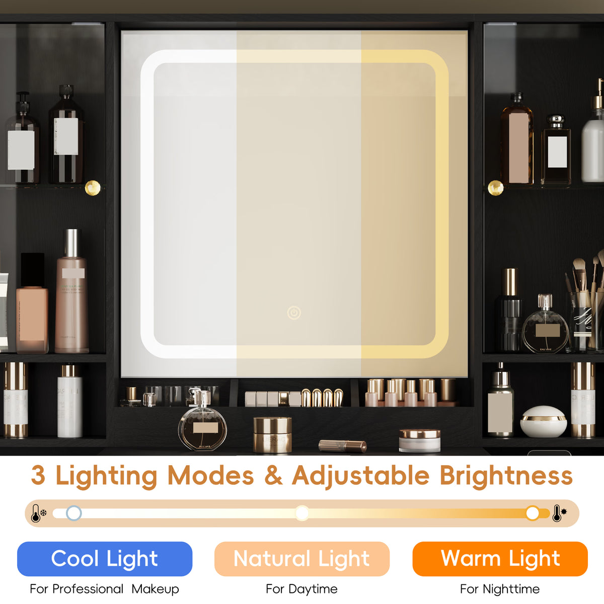 Illume Makeup Vanity Desk with Mirror and LED Lights