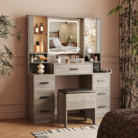 Illume Makeup Vanity Desk with Mirror and LED Lights