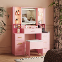 Illume Makeup Vanity Desk with Mirror and LED Lights