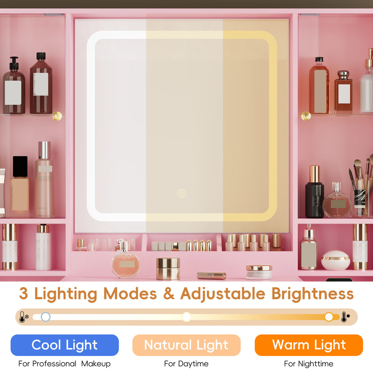 Illume Makeup Vanity Desk with Mirror and LED Lights