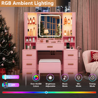 Illume Makeup Vanity Desk with Mirror and LED Lights