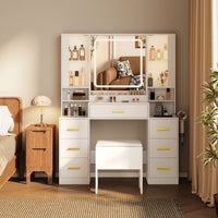 Illume Makeup Vanity Desk with Mirror and LED Lights