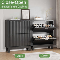 Linea Shoe Cabinet with 2 Flip Drawers