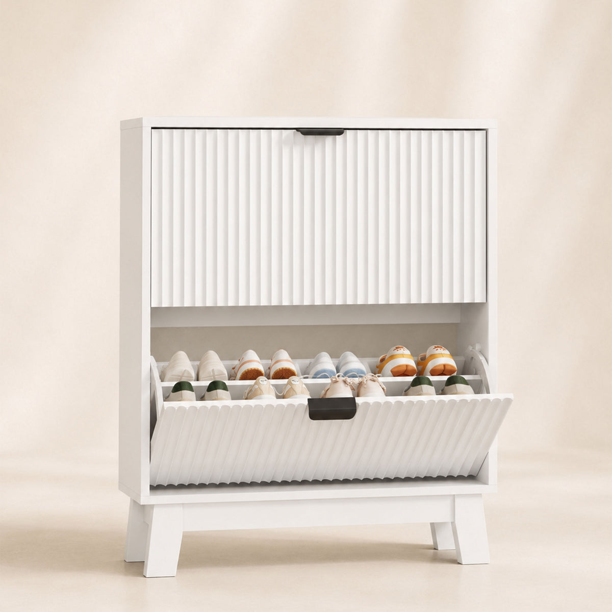 Linea Shoe Cabinet with 2 Flip Drawers