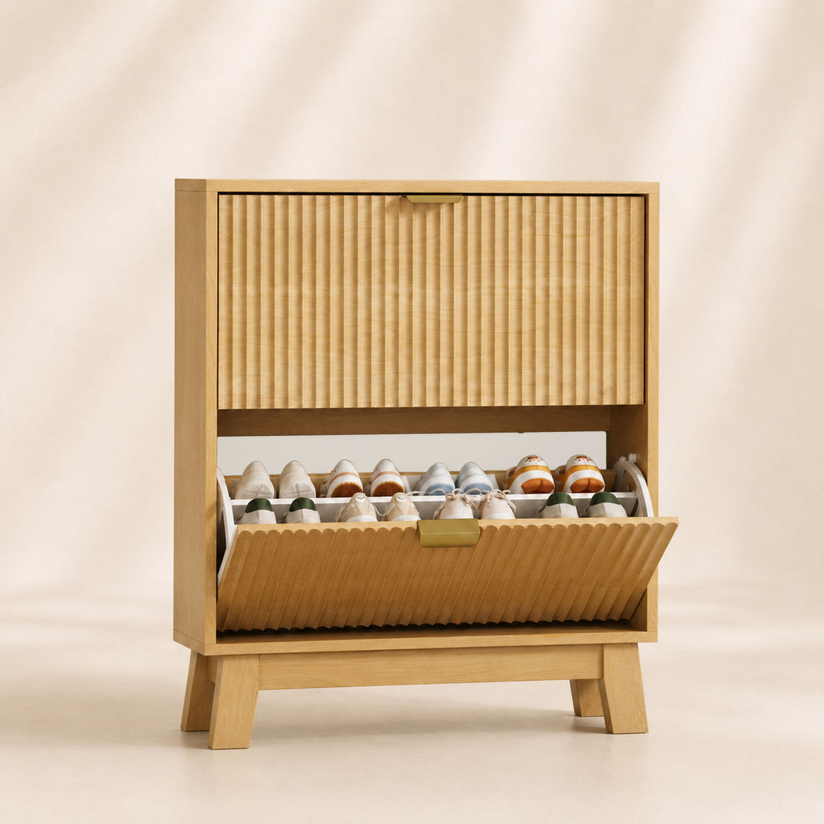 Linea Shoe Cabinet with 2 Flip Drawers