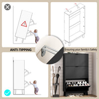 Anymaple black shoe cabinet 3 drawer with anti-tipping safety device anchored to the wall