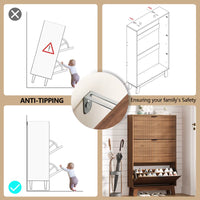 Anymaple walnut shoe cabinet 3 drawer with anti-tipping safety device anchored to the wall