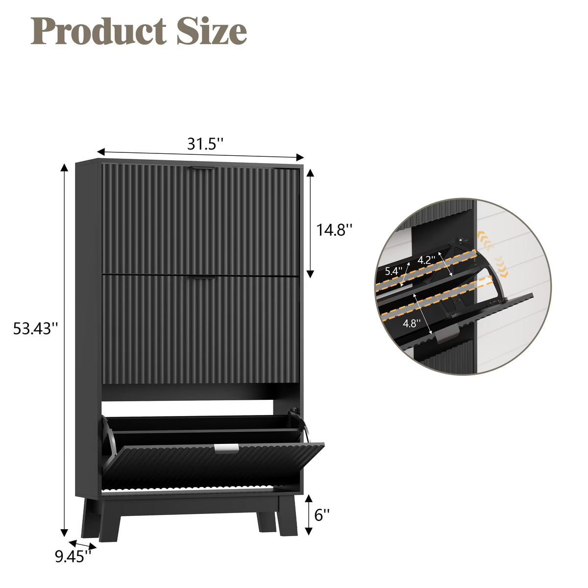 Linea Nordic Fluted Shoe Cabinet with Doors & 2 Drawers | Anymaple