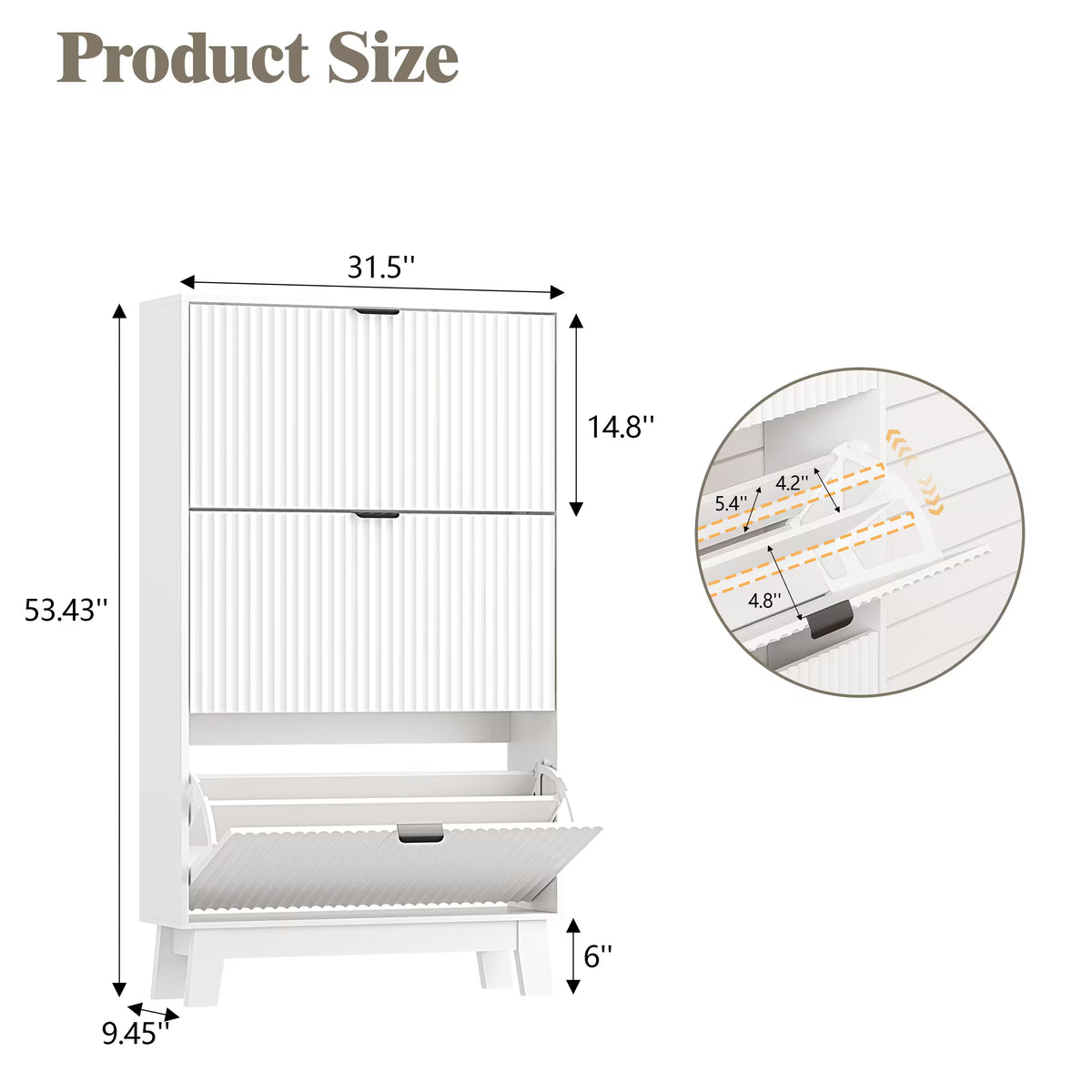 Linea Nordic Fluted Shoe Cabinet with Doors & 2 Drawers | Anymaple