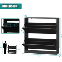 Detailed dimensions of the black narrow shoe cabinet. This slim shoe cabinet is perfectly sized to fit in tight hallways and compact entryways without sacrificing space.