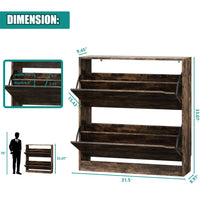 Front view of a brown wooden cabinet for shoes displaying high storage capacity. An ideal entryway shoe storage cabinet designed for seamless home organization.