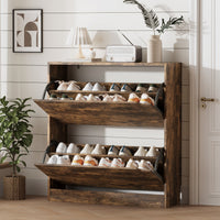 Detailed dimensions of the brown narrow shoe cabinet. This slim shoe cabinet is perfectly sized to fit in tight hallways and compact entryways without sacrificing space.