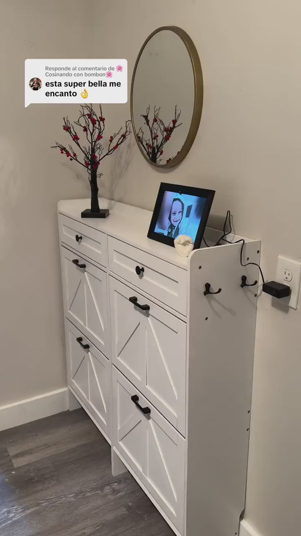 Newport 2-door shoe cabinet in a real home