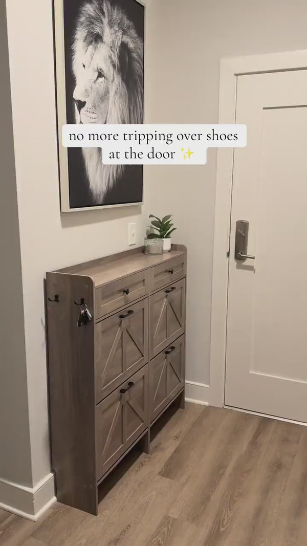 Newport 2-door shoe cabinet in a real home