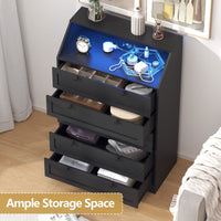 Deep storage drawers inside Wodeer Ashford HLG102 black 5 drawer bedroom chest